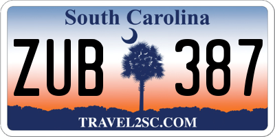 SC license plate ZUB387