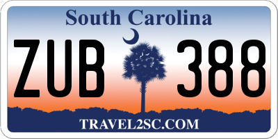 SC license plate ZUB388