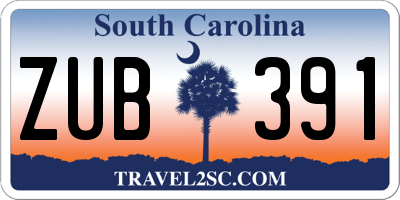 SC license plate ZUB391