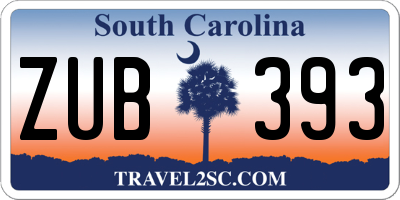 SC license plate ZUB393