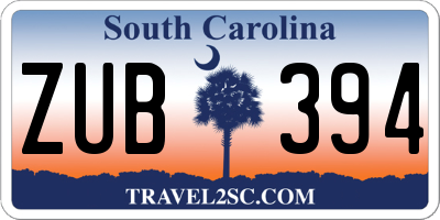 SC license plate ZUB394