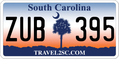 SC license plate ZUB395