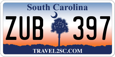 SC license plate ZUB397
