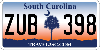 SC license plate ZUB398