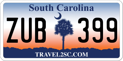 SC license plate ZUB399