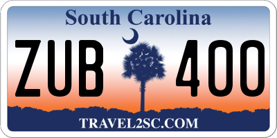 SC license plate ZUB400