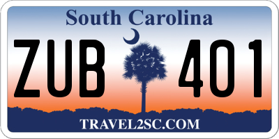 SC license plate ZUB401