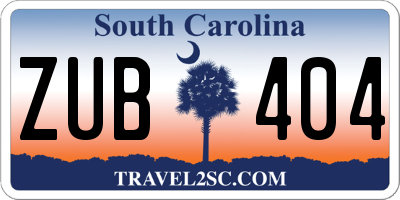 SC license plate ZUB404