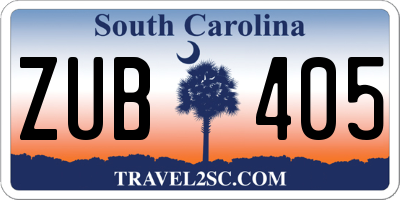 SC license plate ZUB405