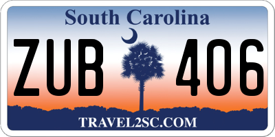 SC license plate ZUB406