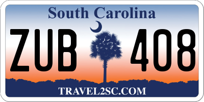 SC license plate ZUB408