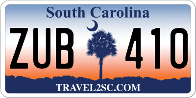 SC license plate ZUB410