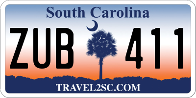 SC license plate ZUB411