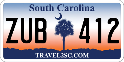 SC license plate ZUB412