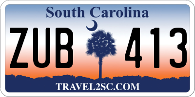 SC license plate ZUB413