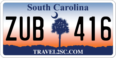SC license plate ZUB416
