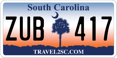 SC license plate ZUB417