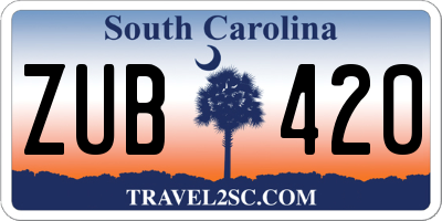 SC license plate ZUB420