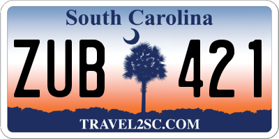 SC license plate ZUB421