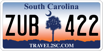 SC license plate ZUB422