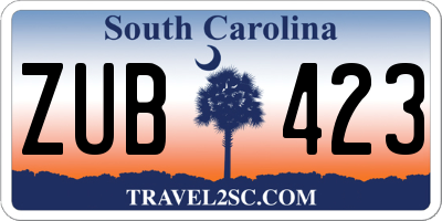 SC license plate ZUB423