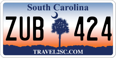 SC license plate ZUB424
