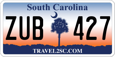 SC license plate ZUB427
