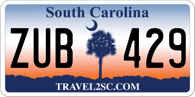 SC license plate ZUB429
