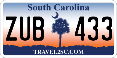 SC license plate ZUB433