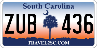 SC license plate ZUB436