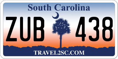 SC license plate ZUB438