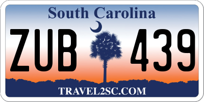 SC license plate ZUB439