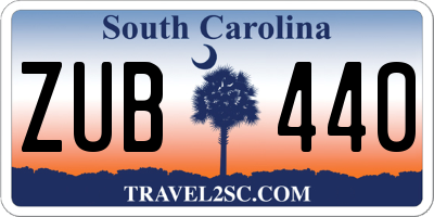 SC license plate ZUB440