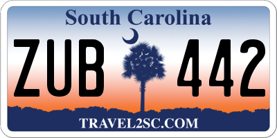 SC license plate ZUB442