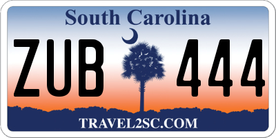 SC license plate ZUB444