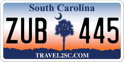 SC license plate ZUB445