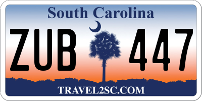 SC license plate ZUB447
