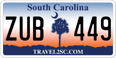 SC license plate ZUB449