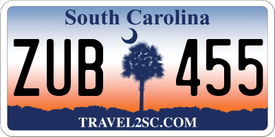 SC license plate ZUB455