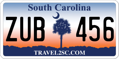 SC license plate ZUB456