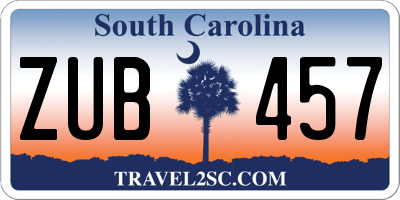 SC license plate ZUB457