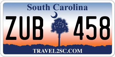 SC license plate ZUB458