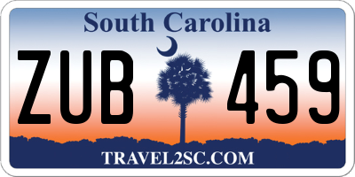 SC license plate ZUB459