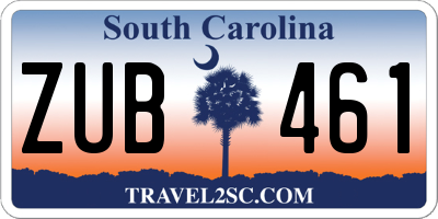 SC license plate ZUB461