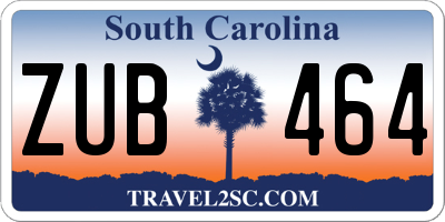 SC license plate ZUB464