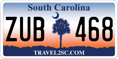 SC license plate ZUB468