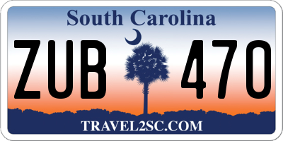 SC license plate ZUB470