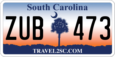 SC license plate ZUB473