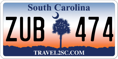 SC license plate ZUB474