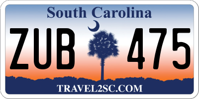 SC license plate ZUB475